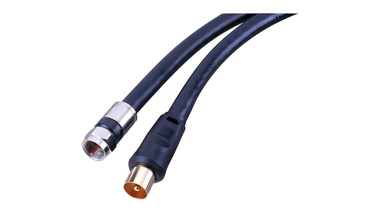 Vanco Bluejet TV Antenna to F-Type RG6 Quad Coax Cable - 1.8m Black (BJVP1015)