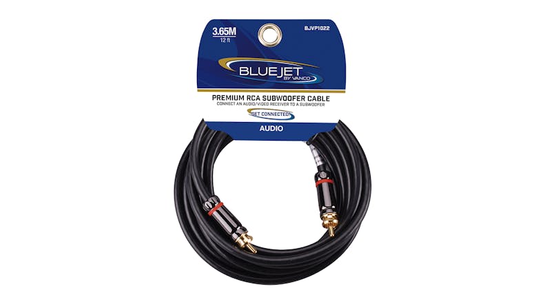 Vanco Bluejet RCA Subwoofer Audio Cable - 3.6m Black (BJVP1022)