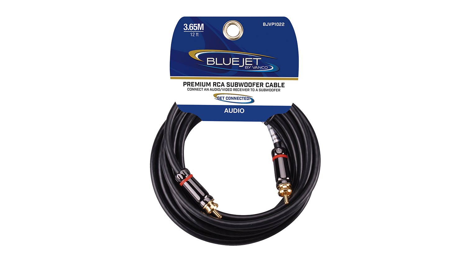 Vanco Bluejet RCA Subwoofer Audio Cable - 3.6m Black (BJVP1022)