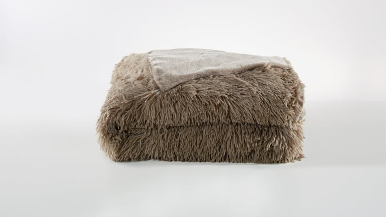 Cosy Faux Fur Queen Blanket by L'Avenue - Mocha