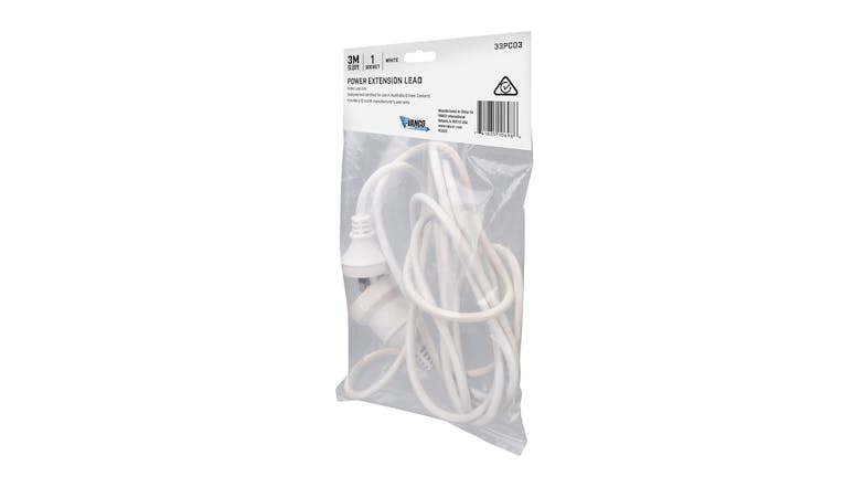 Vanco Bluejet Power Extension Lead - 3m White (33PC03)