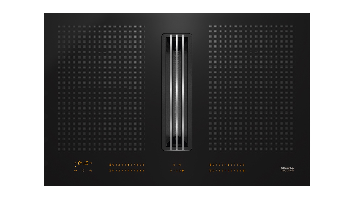 Miele 80cm 4 Zone Induction Cooktop with Downdraft Rangehood Black