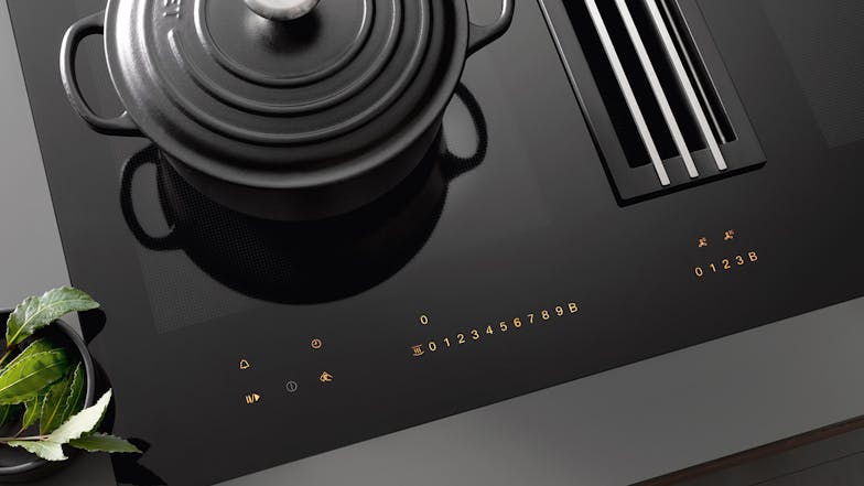 Miele 80cm 4 Zone Induction Cooktop with Downdraft Rangehood - Black (KMDA 7634 FL/11503460)