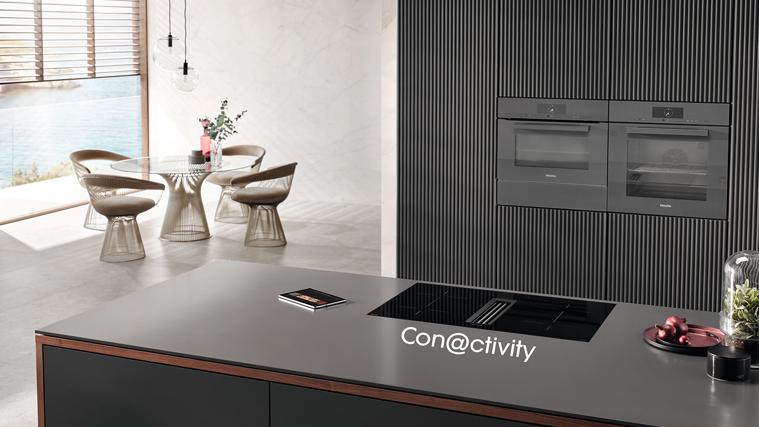 Miele 80cm 4 Zone Induction Cooktop with Downdraft Rangehood Black