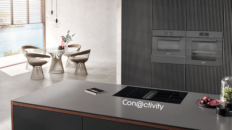 Miele 80cm 4 Zone Induction Cooktop with Downdraft Rangehood - Black (KMDA 7634 FL/11503460)