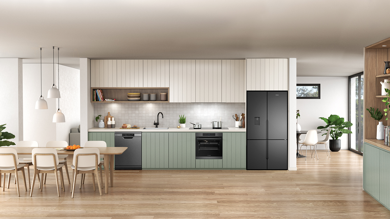 Westinghouse 564L Quad Door Fridge Freezer with Ice & Water Dispenser - Matte Charcoal Black (WQE5650BA)