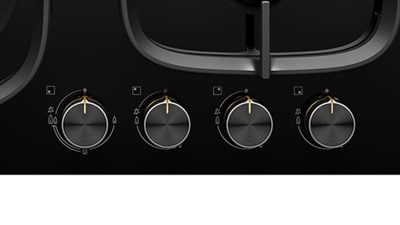 Electrolux 60cm 4 Burner Gas on Glass Cooktop - Black Glass (EHG645BE)