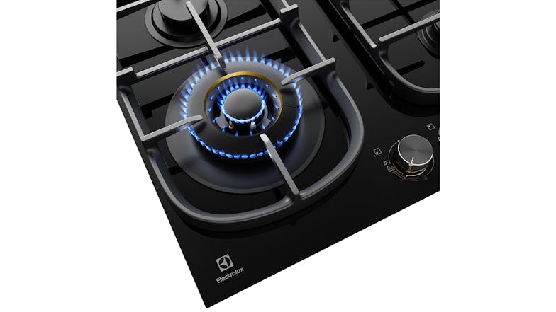 Electrolux 60cm 4 Burner Gas on Glass Cooktop - Black Glass (EHG645BE)