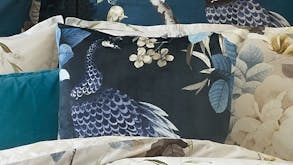 Peacock Navy Square Cushion by Luxotic