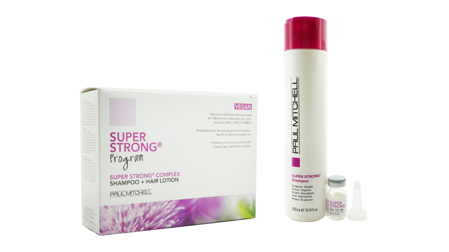 Paul Mitchell Strength Super Strong Complex Program Set: Shampoo 300ml + Hair Lotion 12x6ml - 13pcs