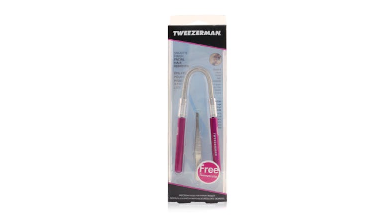 Tweezerman Smooth Finish Facial Hair Remover - Pink (With Stainless Slant Tweezerette) - 2pcs