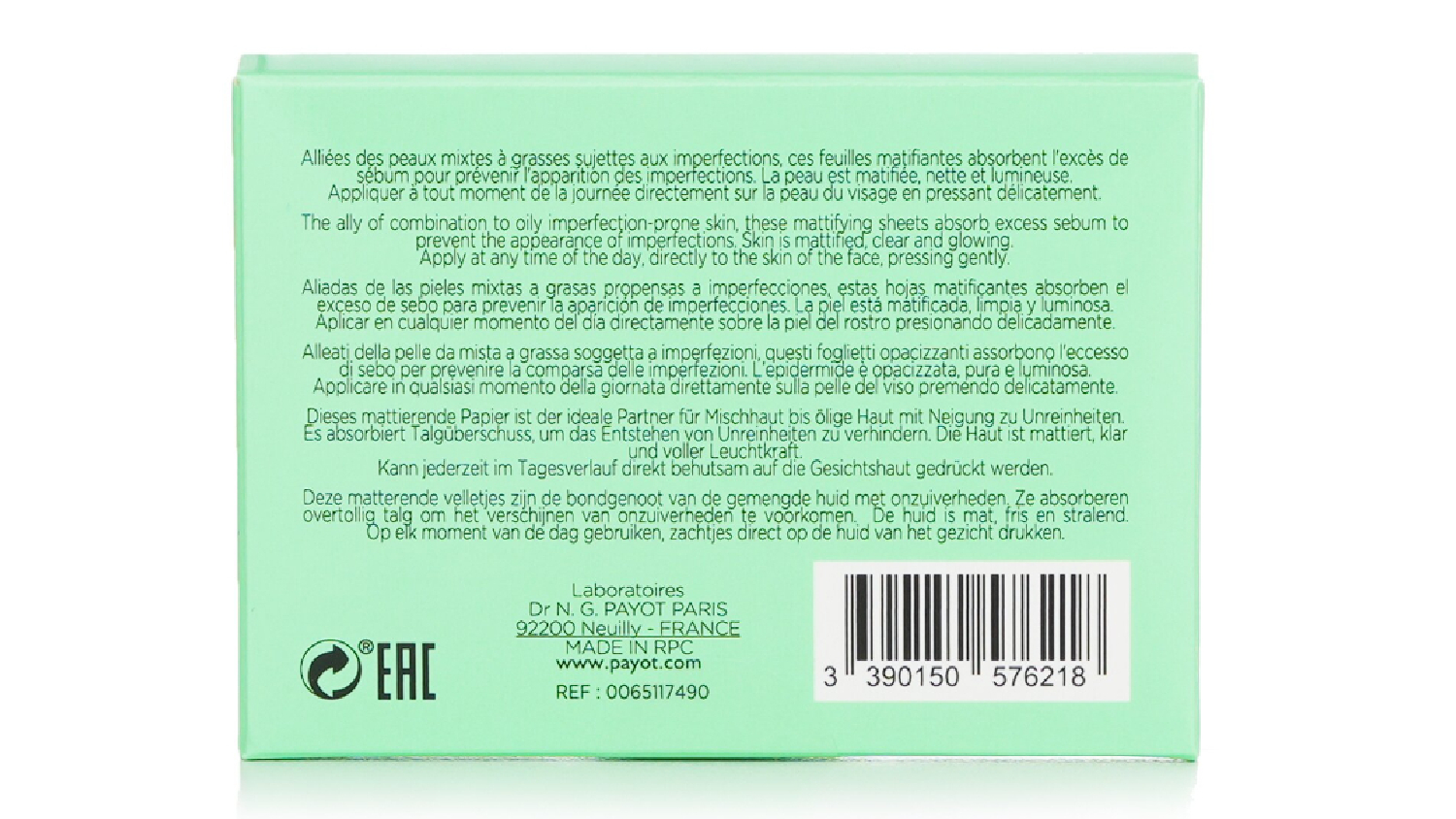 Payot Pate Grise Papiers Matifiants Emergency Anti Shine Sheet - 10x 50sheets