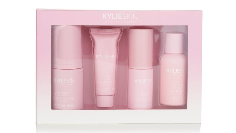 Kylie Skin 4-Piece Mini Set: Foaming Face Wash 30ml + Face Moisturizer 15ml + Vitamin C Serum 10ml + Vanilla Milk Toner 30ml - 4pcs
