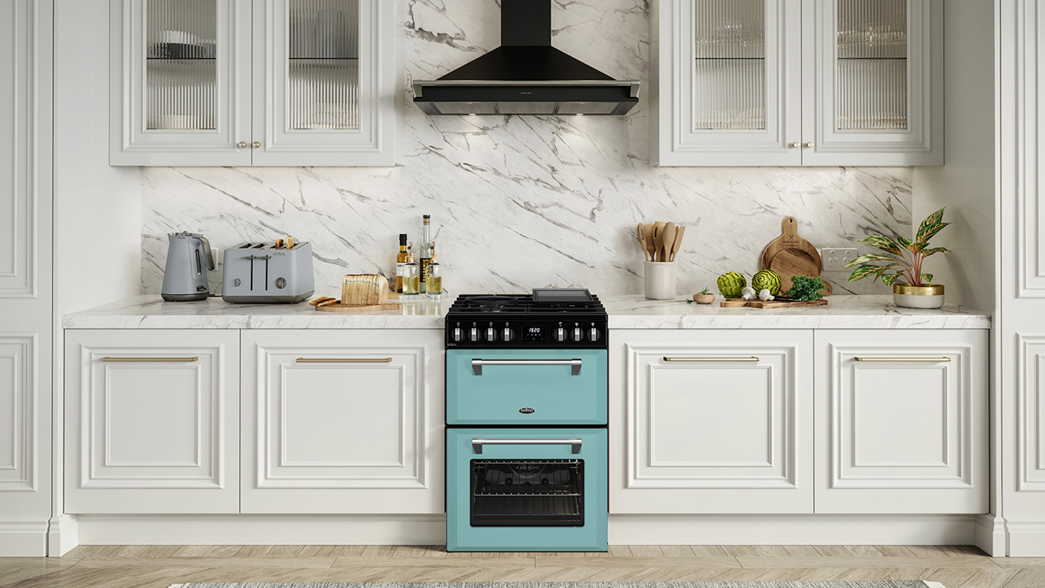 Belling 60cm Dual Fuel Freestanding Oven with Gas Cooktop - Country Blue (BMR60DODFCB)