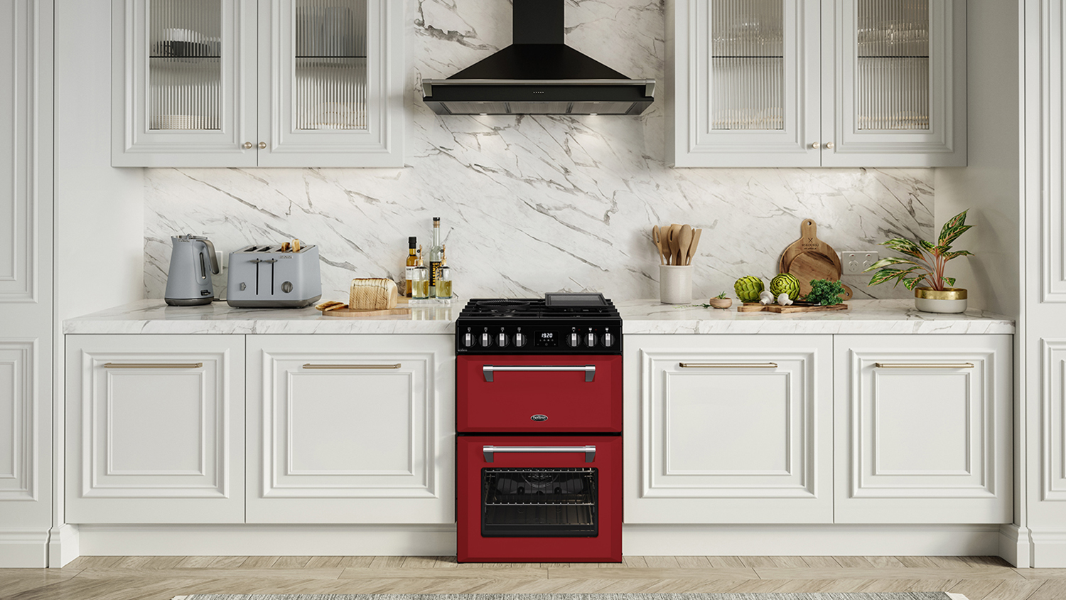 Belling 60cm Dual Fuel Freestanding Oven with Gas Cooktop - Chilli Red (Colour Boutique Mini/BMR60DODFCHR)