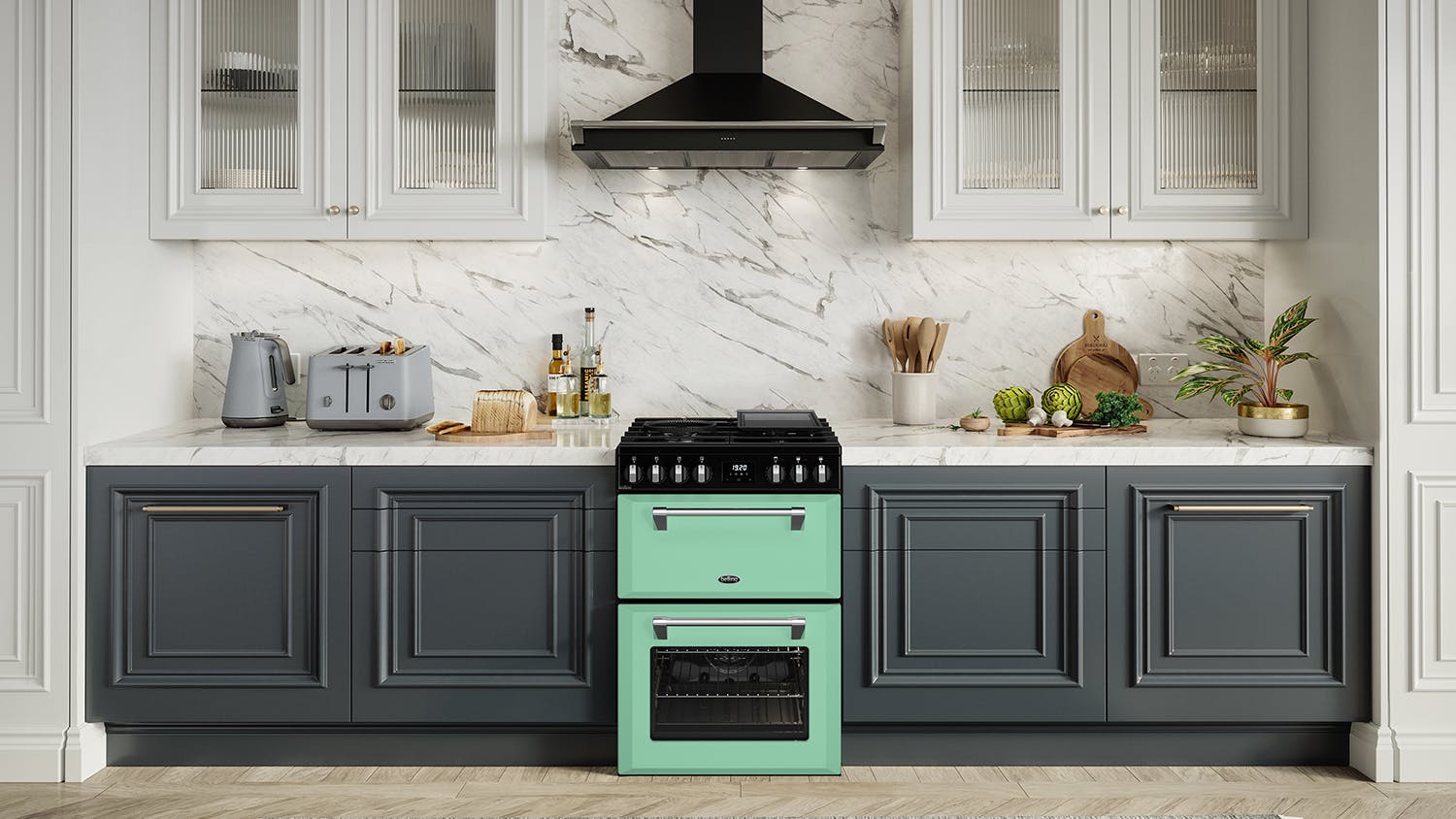 Belling 60cm Dual Fuel Freestanding Oven with Gas Cooktop - Mojito Mint (Colour Boutique Mini/BMR60DODFMM)