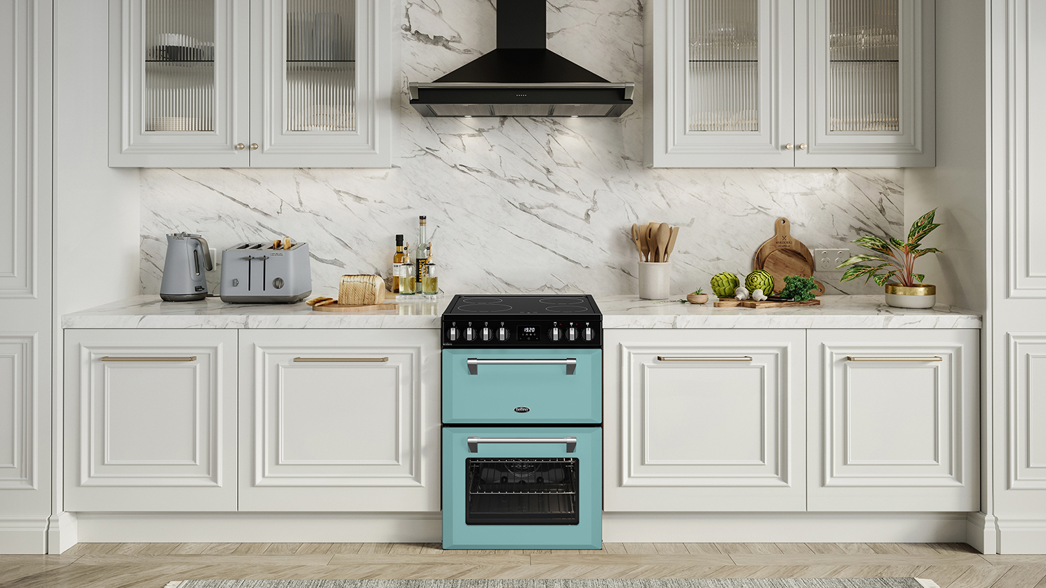 Belling 60cm Freestanding Oven with Induction Cooktop - Country Blue (BMR60DOINDCB)