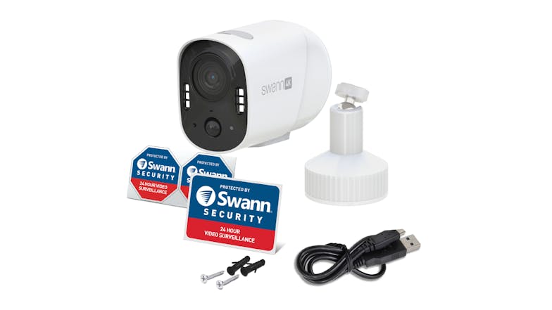 Swann Xtreem 4K 8MP Indoor/Outdoor Wireless Security Camera with 32GB microSD Card - 1 Pack (White)