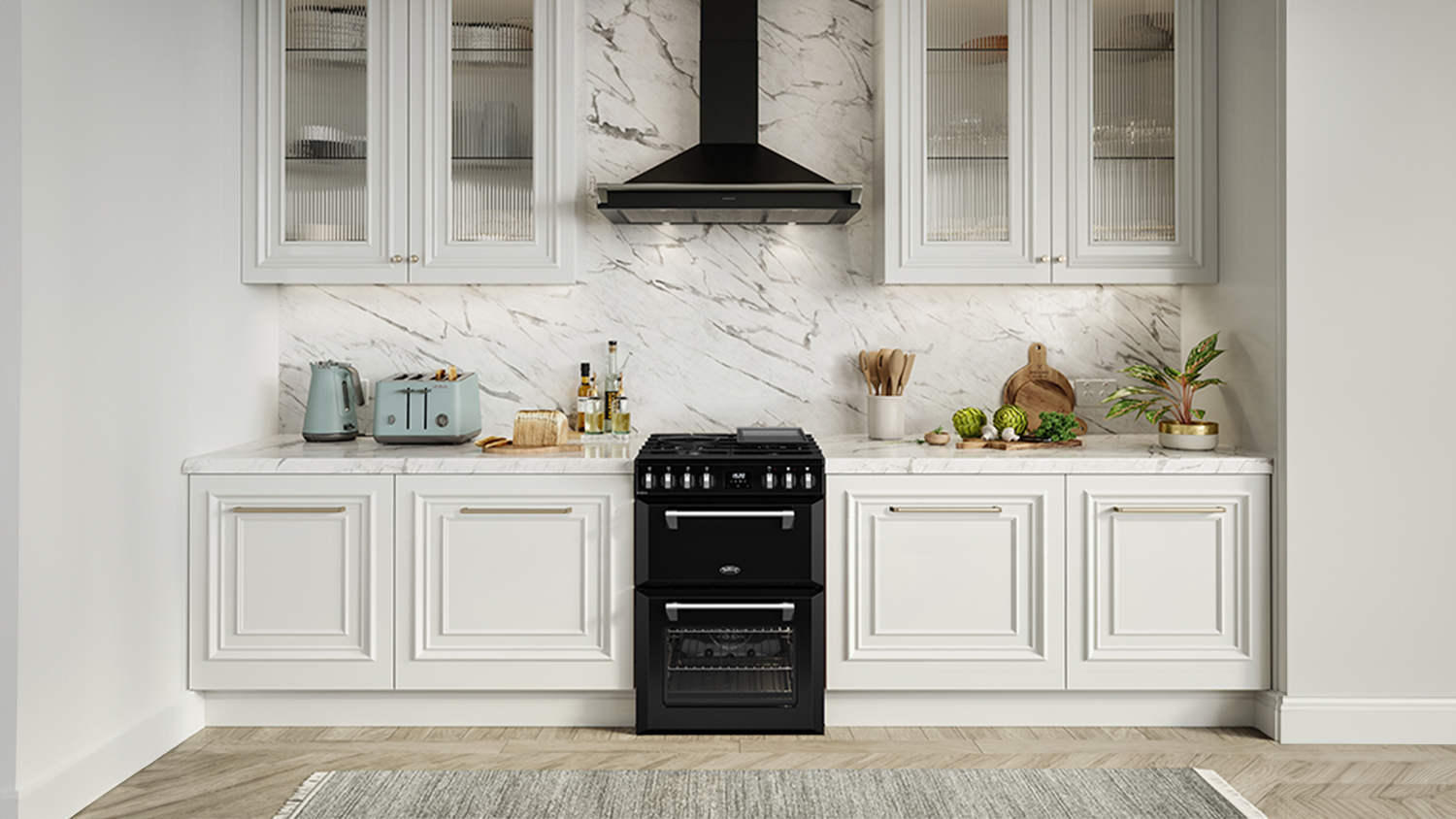 Belling 60cm Dual Fuel Freestanding Oven with Gas Cooktop - Black (BMR60DODFB)