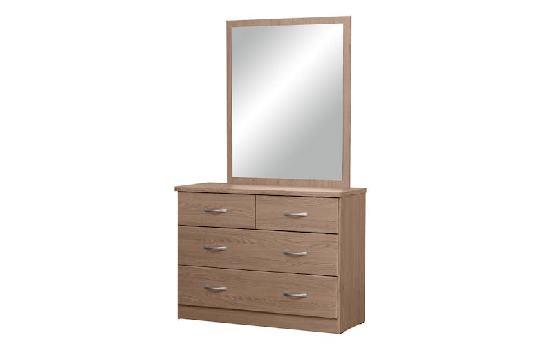 Dominic 4 Drawer Dresser and Mirror - Medium Oak