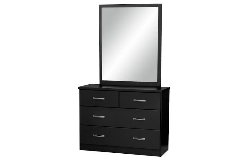 Dominic 4 Drawer Dresser and Mirror - Black