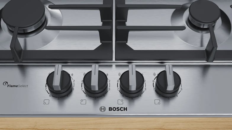 Bosch 60cm 4 Burner Gas on Steel Cooktop - Stainless Steel (Series 6/PCH6A5B90A)