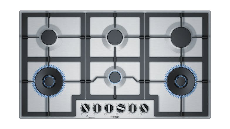 Bosch 90cm 6 Burner Gas on Steel Cooktop - Stainless Steel (Series 6/PCT9A5B90A)