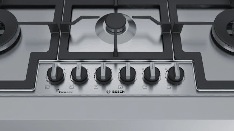 Bosch 90cm 6 Burner Gas on Steel Cooktop - Stainless Steel (Series 6/PCT9A5B90A)