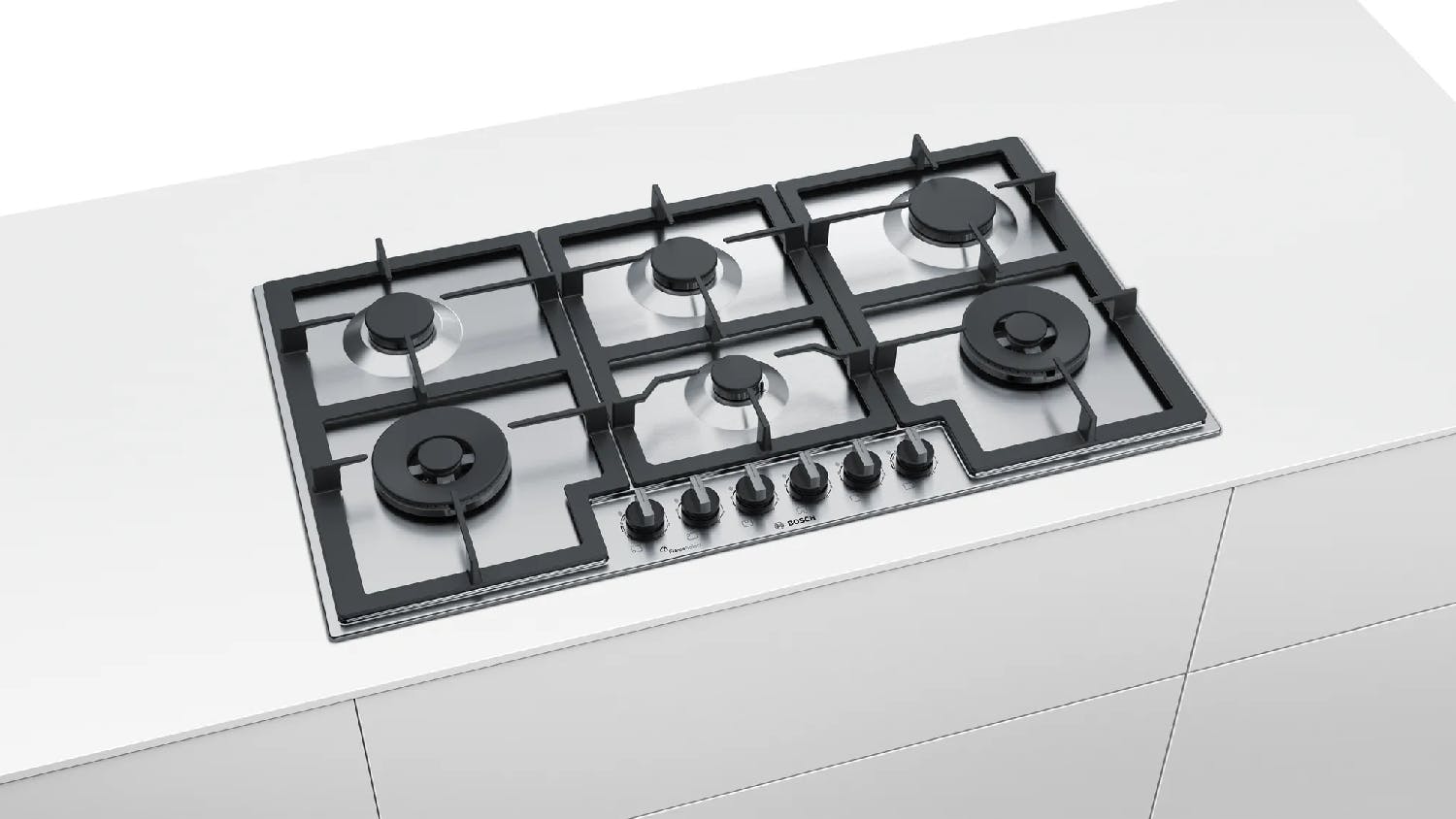 Bosch 90cm 6 Burner Gas on Steel Cooktop - Stainless Steel (Series 6/PCT9A5B90A)