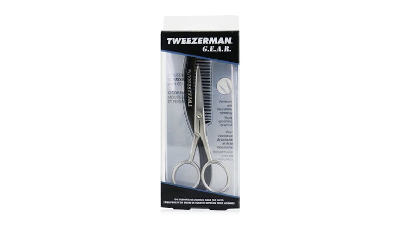 Tweezerman Moustache Scissors and Comb (For Beard and Moustache Trimming) - 2pcs