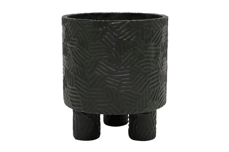 Groove 27cm Planter by Stoneleigh & Roberson - Black