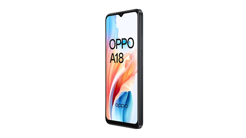 OPPO A18 4G 128GB Smartphone - Glowing Black (Spark/Open Network) with Prepay SIM Card