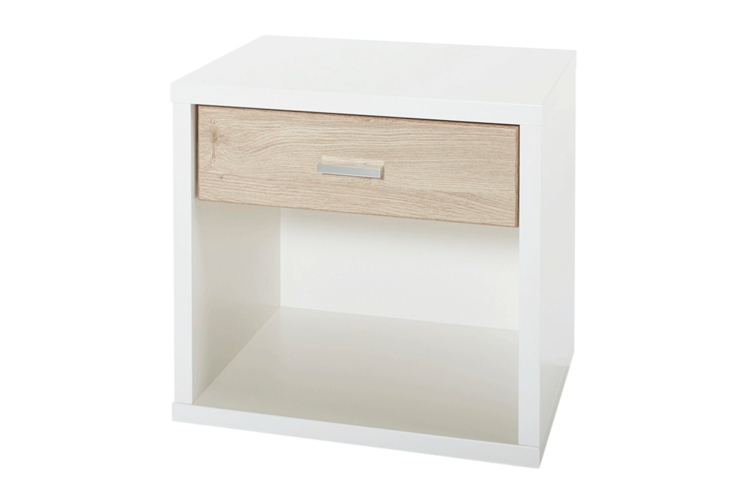 Hero 1 Drawer Bedside Table - White & Woodgrain