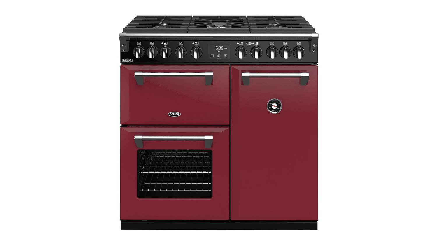 Belling 90cm Dual Fuel Freestanding Oven with Gas Cooktop Chilli Red