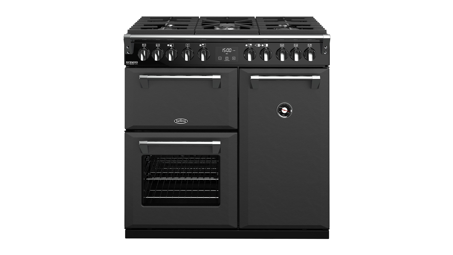 Belling 90cm Dual Fuel Freestanding Oven with Gas Cooktop Graphite