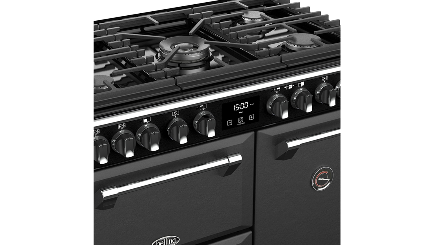 Belling 90cm Dual Fuel Freestanding Oven with Gas Cooktop Graphite