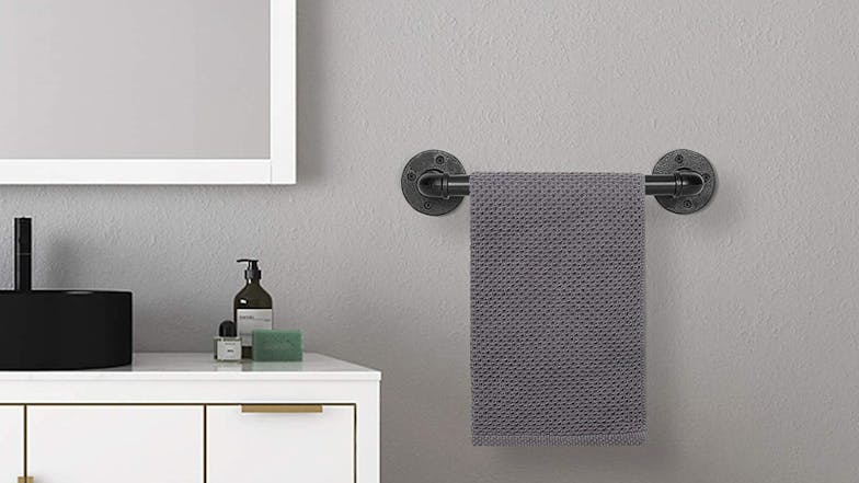 Kmall Industrial Pipe Wall Mounted Towel Rail 30cm - Matte Black