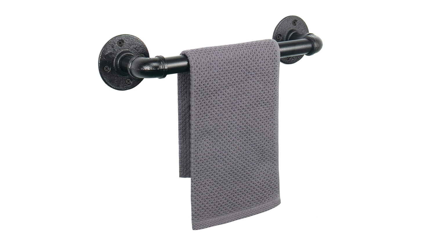 Kmall Industrial Pipe Wall Mounted Towel Rail 50cm - Matte Black