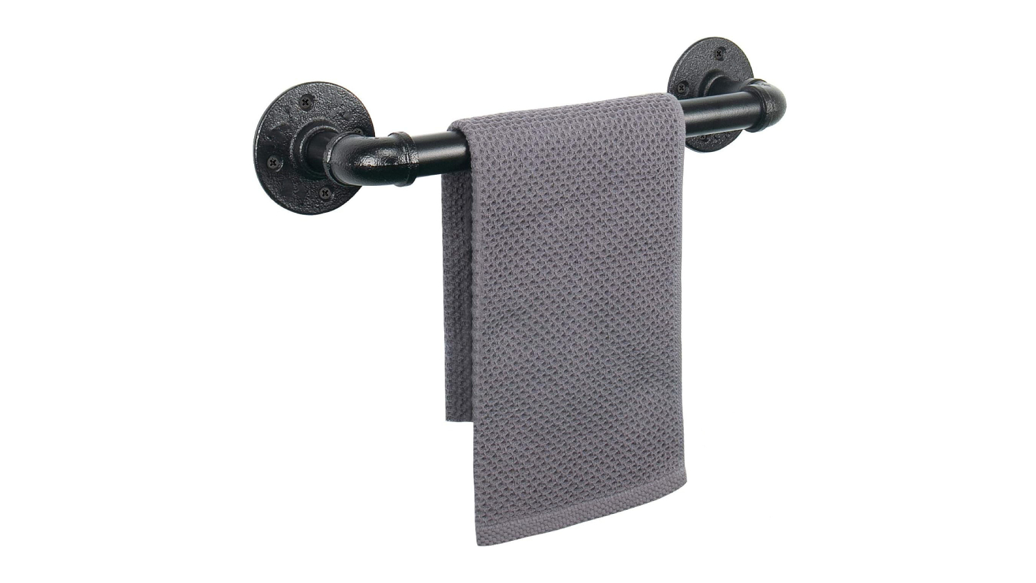 Kmall Industrial Pipe Wall Mounted Towel Rail 60cm - Matte Black