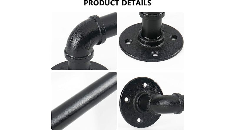 Kmall Industrial Pipe Wall Mounted Towel Rail 80cm - Matte Black