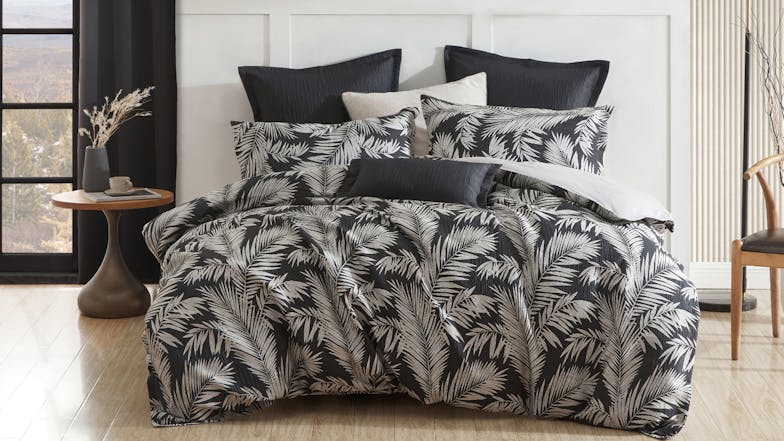 Villa Black Duvet Cover Set by Logan & Mason Platinum - Super King AU