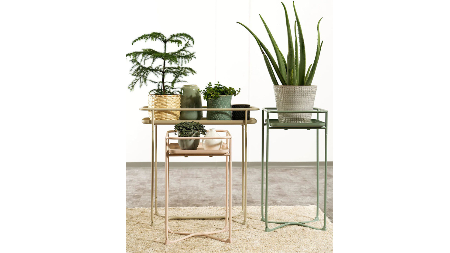 Kmall Modern Rectangular Metal Frame Sidetable - White