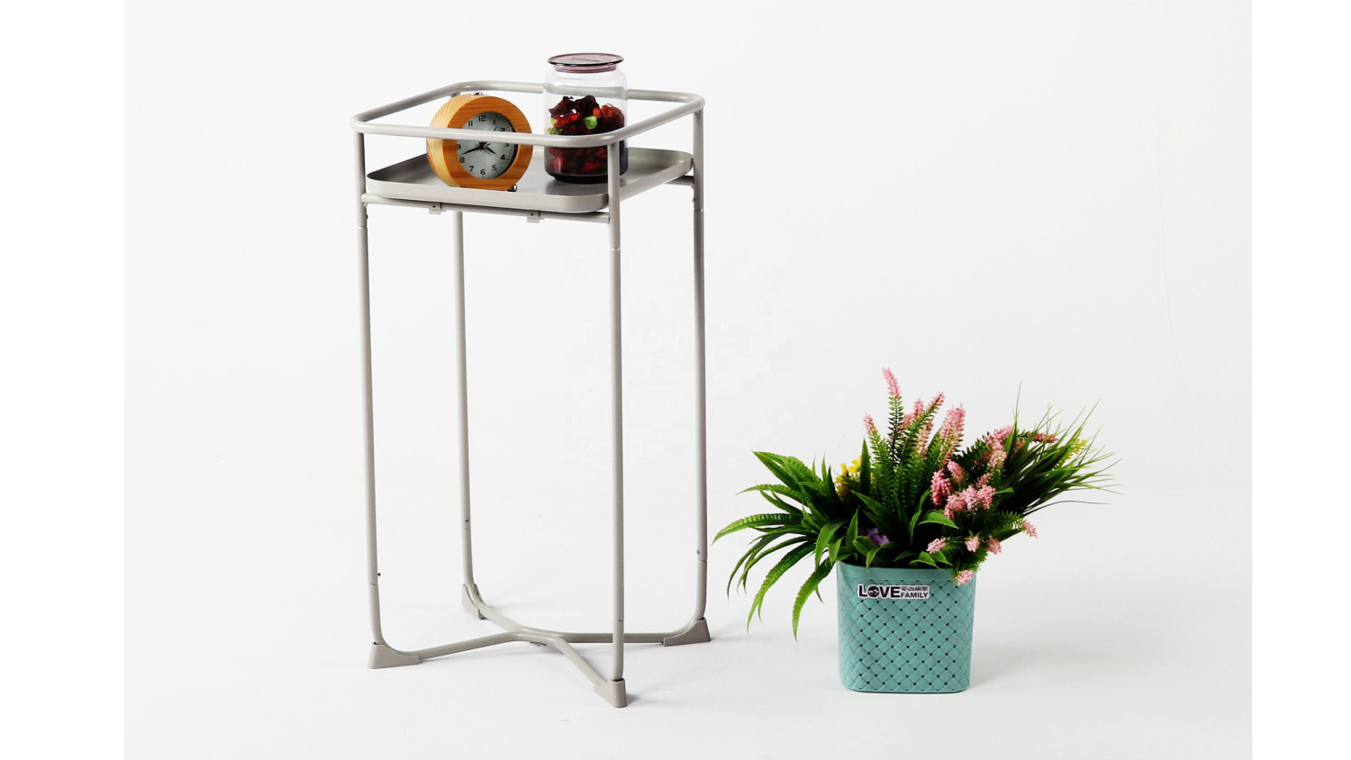 Kmall Modern Square Metal Frame Sidetable - White