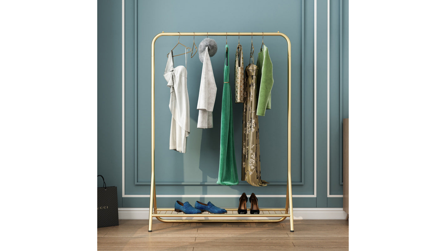 Kmall Metal Garment Rack with Lower Storage