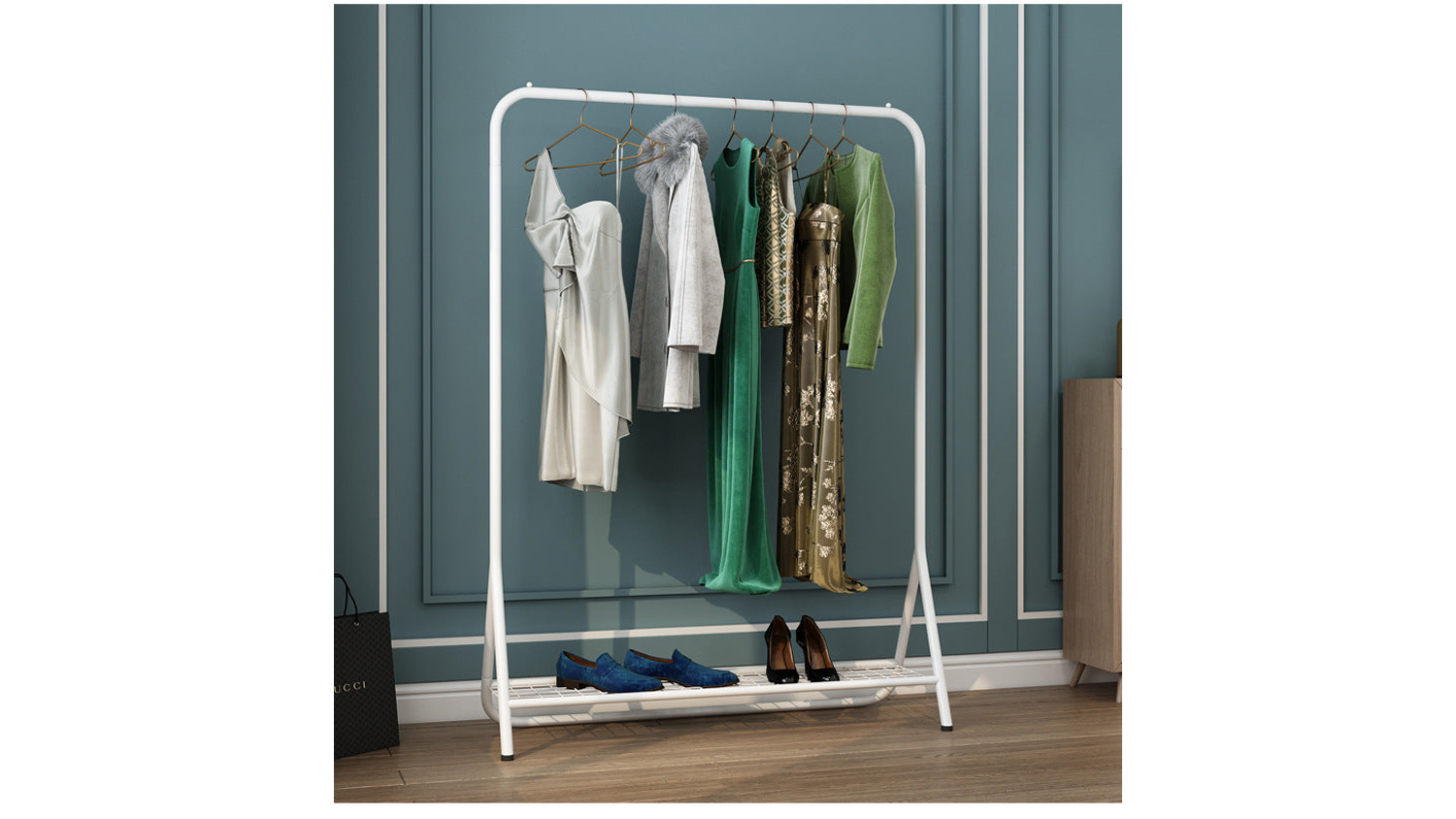 Kmall Metal Garment Rack with Lower Storage