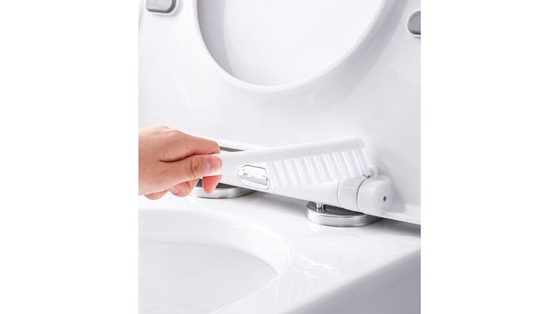 Kmall Flexible Silicone Toilet Brush with Hard Brush, Plastic Holder - Grey