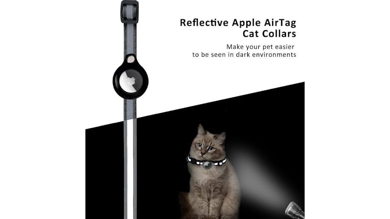 Kmall Quick Release Reflective Cat Collar with Bell, AirTag Holder - Black