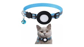 Kmall Quick Release Reflective Cat Collar with Bell, AirTag Holder - Blue