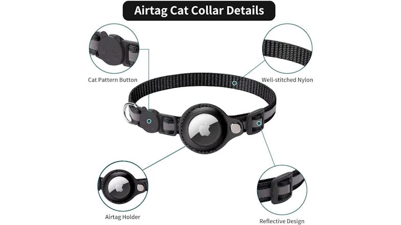 Kmall Quick Release Reflective Cat Collar with Bell, AirTag Holder - Blue