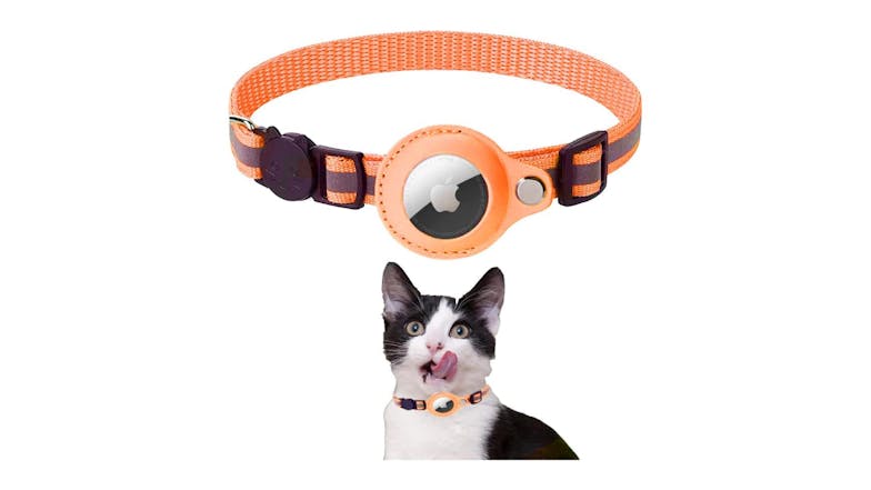 Kmall Quick Release Reflective Cat Collar with Bell, AirTag Holder - Orange
